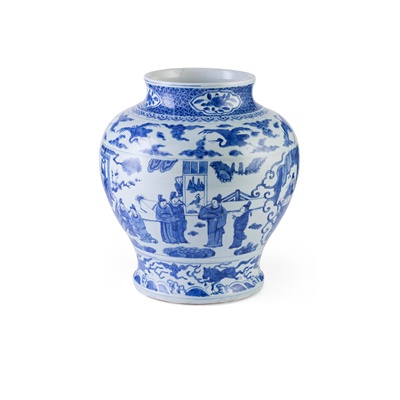 Lot 183 - BLUE AND WHITE BALUSTER JAR