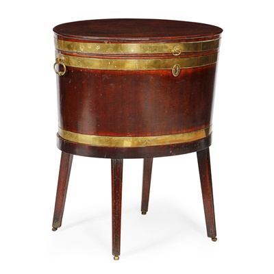 Lot 224 - GEORGE III MAHOGANY BRASS BANDED WINE COOLER