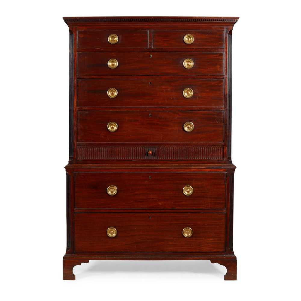 Lot 337 - GEORGE III MAHOGANY CHEST ON CHEST