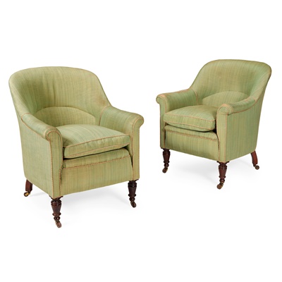 Lot 292 - PAIR OF  UPHOLSTERED TUB ARMCHAIRS