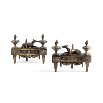 Lot 293 - PAIR OF BRONZE FIRE DOGS