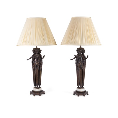 Lot 267 - PAIR OF  BRONZE FIGURAL TABLE LAMPS