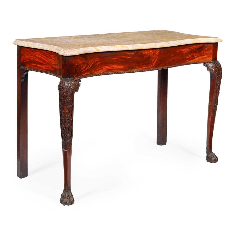 Lot 427 - GEORGE III MARBLE TOPPED MAHOGANY SIDE TABLE