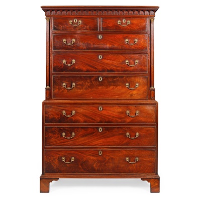 Lot 175 - GEORGE III MAHOGANY CHEST ON CHEST