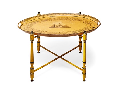 Lot 109 - FRENCH YELLOW TOLEWARE TRAY TABLE