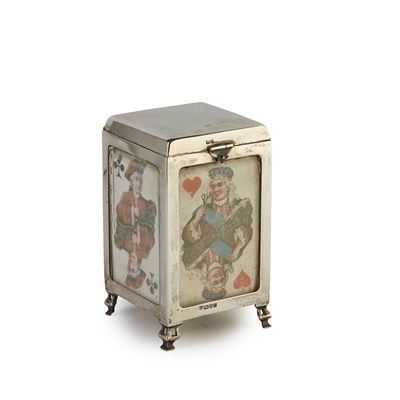 Lot 243 - EDWARDIAN SILVER PLAYING CARD BOX, BY JAMES DEAKIN & SONS, CHESTER