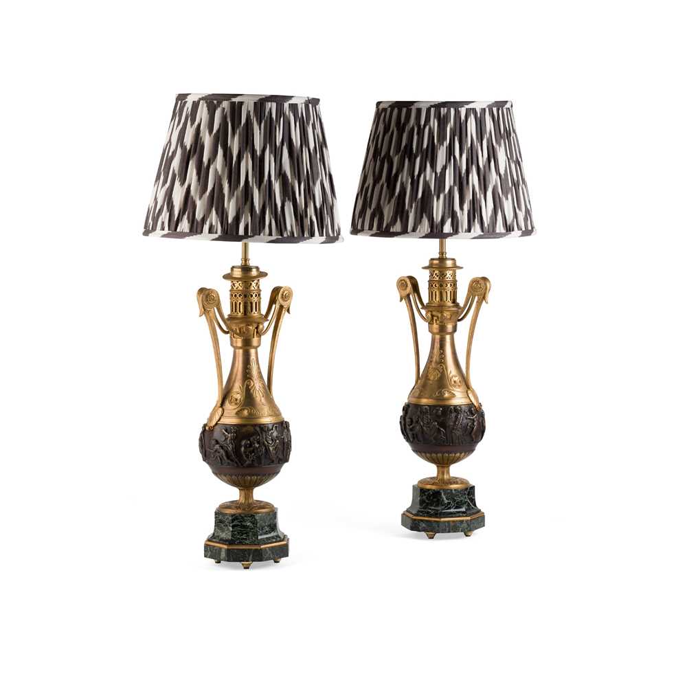 Lot 119 - PAIR OF FRENCH GILT AND PATINATED METAL LAMP BASES