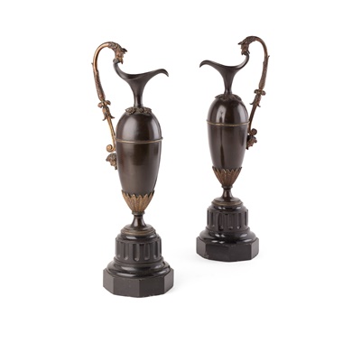 Lot 120 - PAIR OF FRENCH BRONZE EWERS