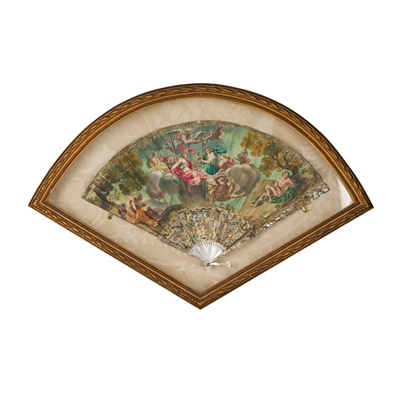 Lot 144 - GROUP OF FOUR PAINTED FANS