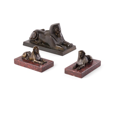 Lot 136 - FRENCH BRONZE FIGURE OF A SPHINX