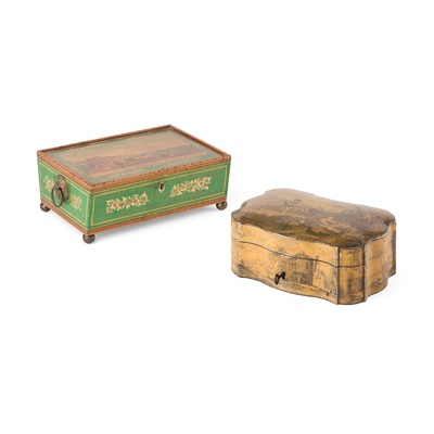 Lot 206 - TWO PAINTED/LACQUER PRINTED WOOD BOXES