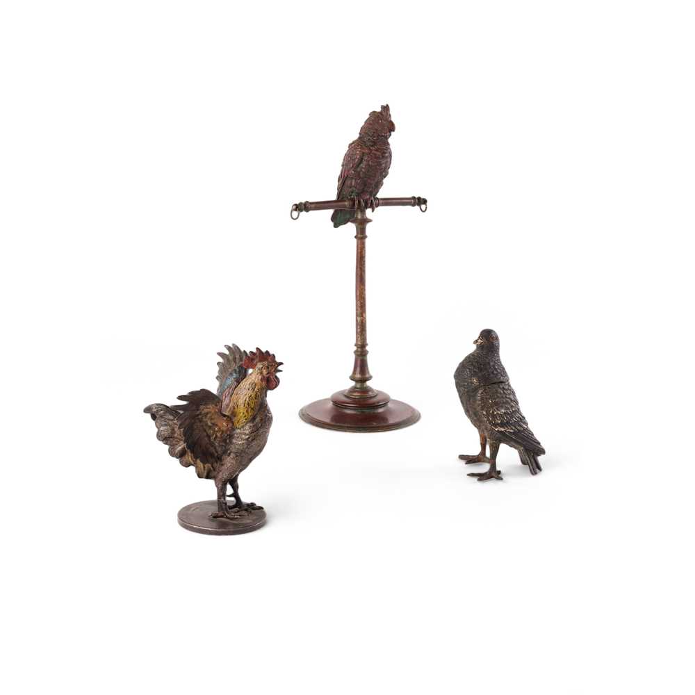 Lot 30 - AUSTRIAN COLD PAINTED BRONZE PIGEON INKWELL
