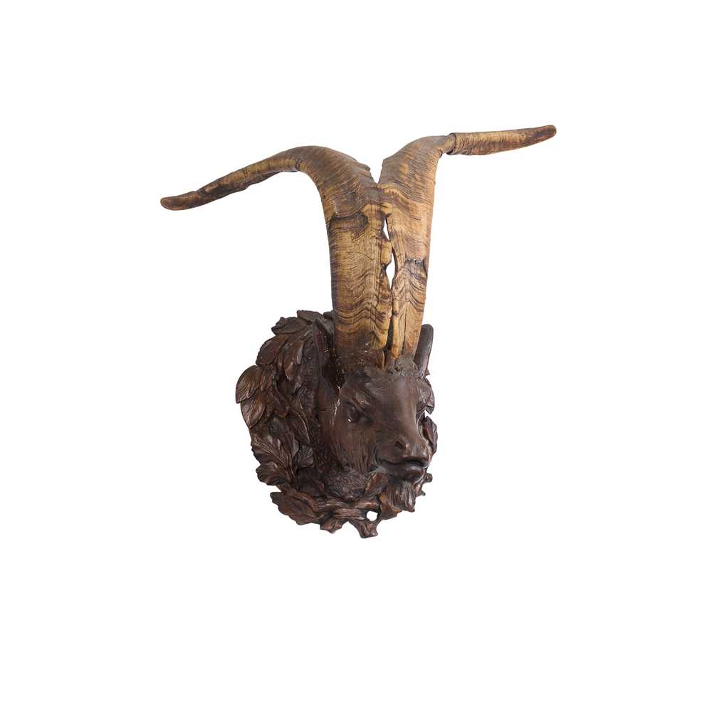 Lot 2 - BLACK FOREST CARVED WOOD RAMS’ HEAD