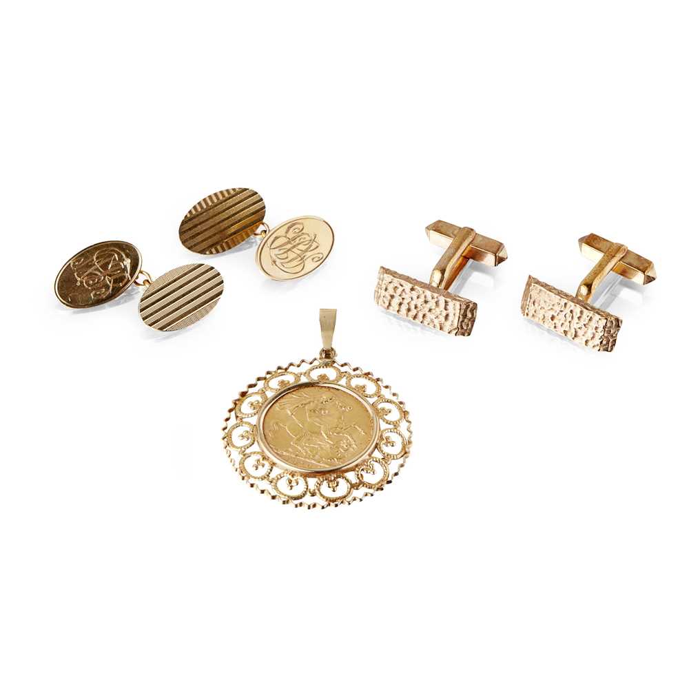 Lot 115 - Two pairs of 9ct gold gentleman’s cufflinks