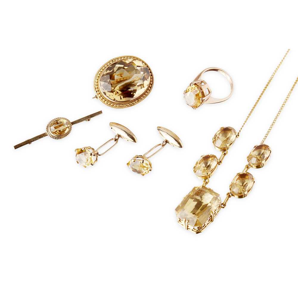 Lot 120 - A collection of citrine set jewellery