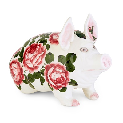 Lot 126 - A LARGE & UNUSUAL WEMYSS WARE PIG MONEYBOX, FOR PLICHTA, LONDON
