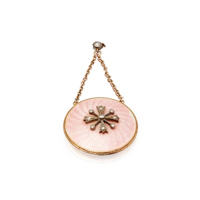 Lot 87 - A Victorian enamel and diamond set pendant