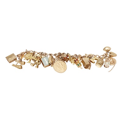 Lot 109 - A 9ct gold charm bracelet