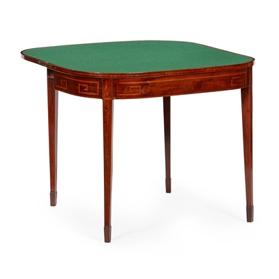 Lot 105 - GEORGE III MAHOGANY AND SATINWOOD GAMES TABLE