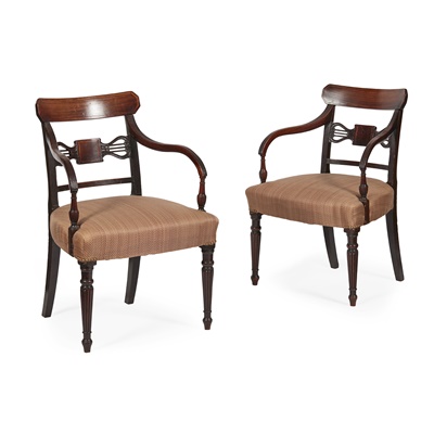 Lot 182 - TWO PAIRS OF REGENCY DINING CHAIRS