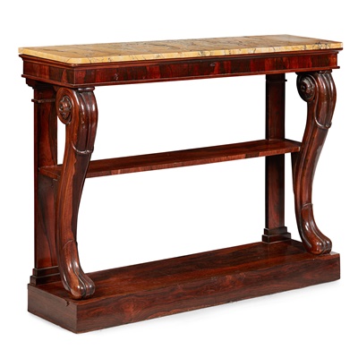 Lot 157 - REGENCY ROSEWOOD MARBLE TOP CONSOLE TABLE