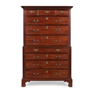 Lot 64 - GEORGE III MAHOGANY CHEST-ON-CHEST