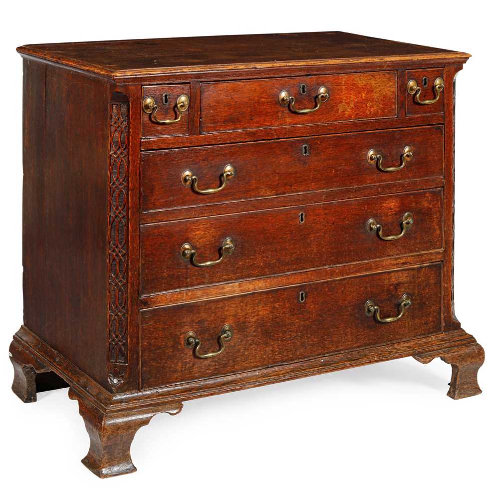 Lot 586 - EARLY GEORGE III OAK CHEST OF DRAWERS