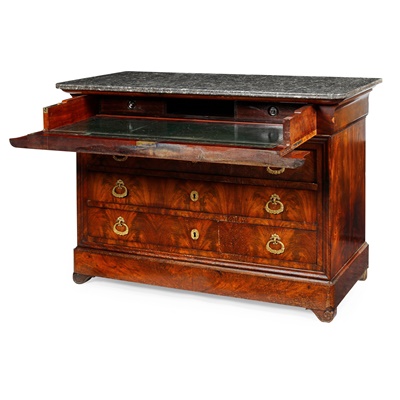 Lot 575 - CHARLES X MARBLE TOPPED MAHOGANY COMMODE
