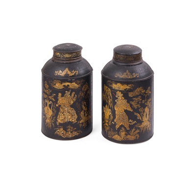 Lot 369 - PAIR OF CHINESE TOLEWARE TEA CANNISTERS