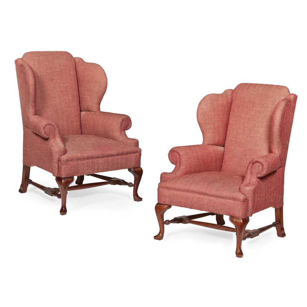 Lot 5 - PAIR OF GEORGE I STYLE WING ARMCHAIRS