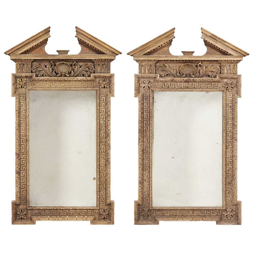 Lot 23 - PAIR OF GEORGE II STYLE CARVED PINE PIER MIRRORS