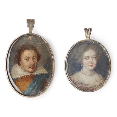 Lot 134 - TWO PORTRAIT MINIATURES OF A GENTLEMAN AND A LADY