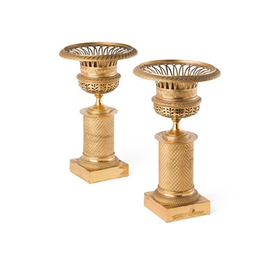 Lot 97 - PAIR OF FRENCH EMPIRE GILT BRONZE BRULE PARFUMS
