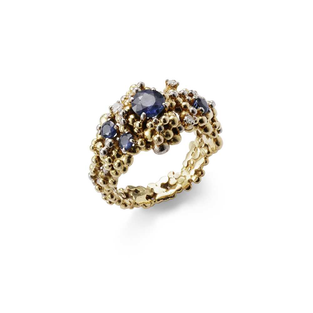 Lot 77 - A sapphire and diamond-set ring, by Charles de Temple, 1968