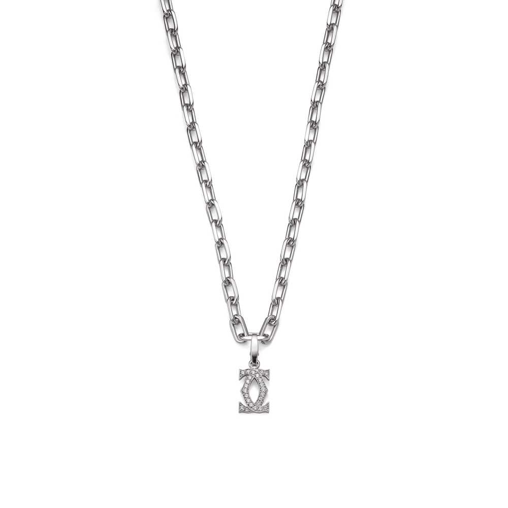Lot 128 - A diamond-set 'Double C' pendant necklace, by Cartier