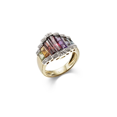 Lot 90 - A diamond and gem-set dress ring