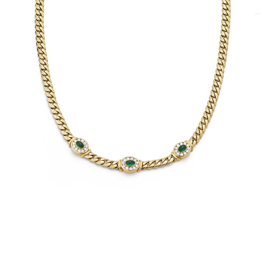 Lot 9 - An emerald and diamond-set necklace