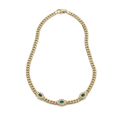 Lot 9 - An emerald and diamond-set necklace