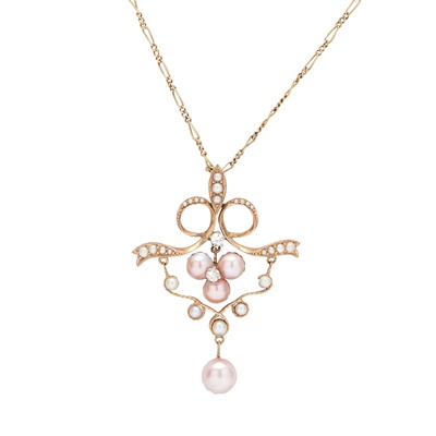 Lot 4 - A pearl and diamond set pendant