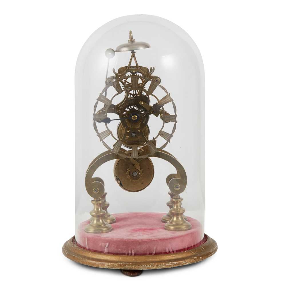 Lot 401 - BRASS SKELETON CLOCK AND DOME