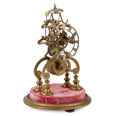 Lot 401 - BRASS SKELETON CLOCK AND DOME
