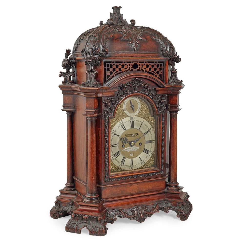 Lot 163 - GEORGE III MAHOGANY BRACKET CLOCK, WILLIAM LIPTROT, LONDON, THE CASE AFTER A DESIGN BY THOMAS CHIPPENDALE
