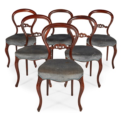 Lot 359 - SET OF SIX EARLY VICTORIAN ROSEWOOD SIDE CHAIRS