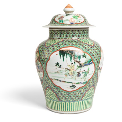 Lot 186 - FAMILLE VERTE JAR WITH COVER
