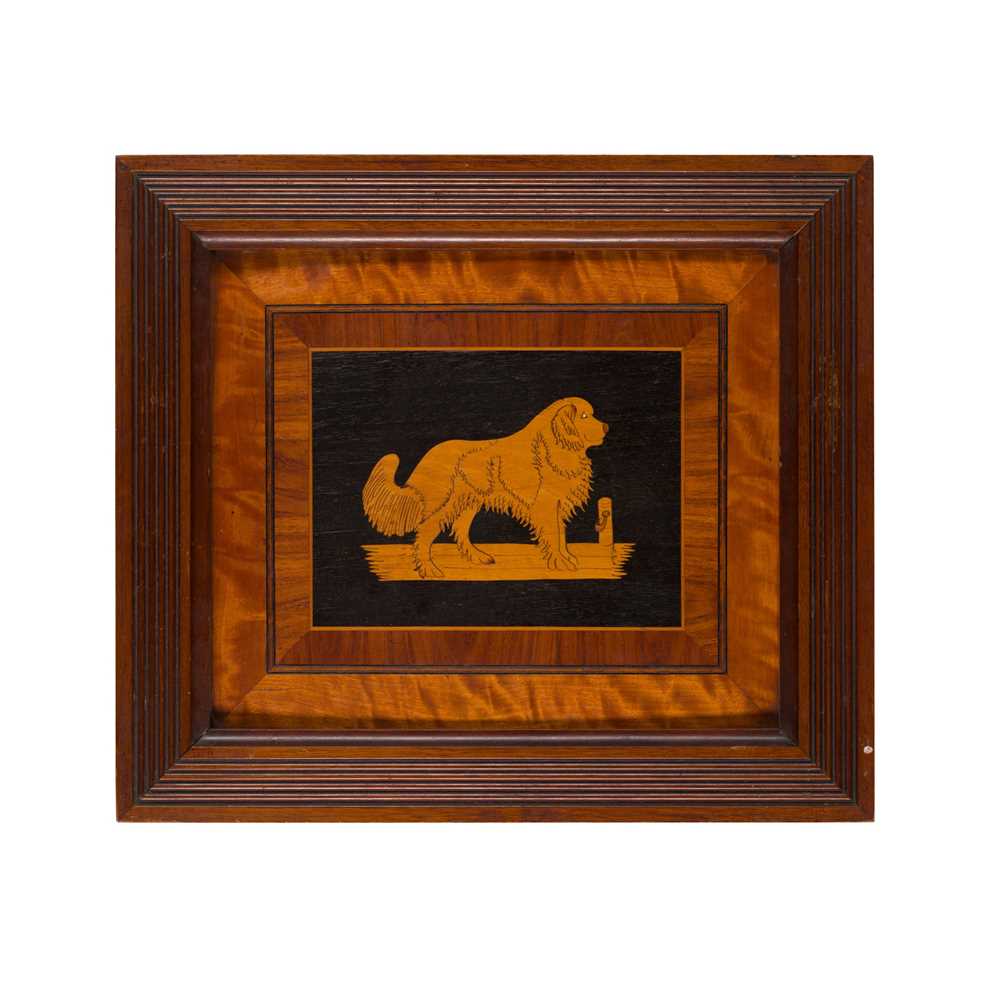 Lot 40 - PAIR OF MARQUETRY DOG PANELS