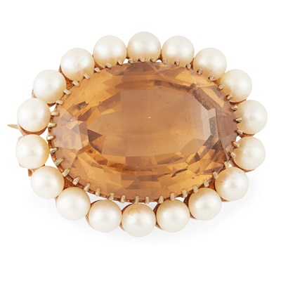 Lot 145 - A Scottish pearl and citrine set brooch