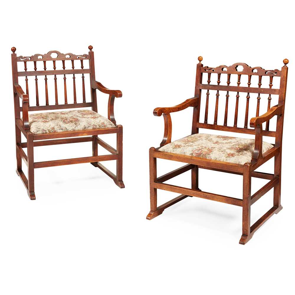 Lot 60 - PAIR OF WALNUT NORTH COUNTRY 'DRUNKARDS' CHAIRS