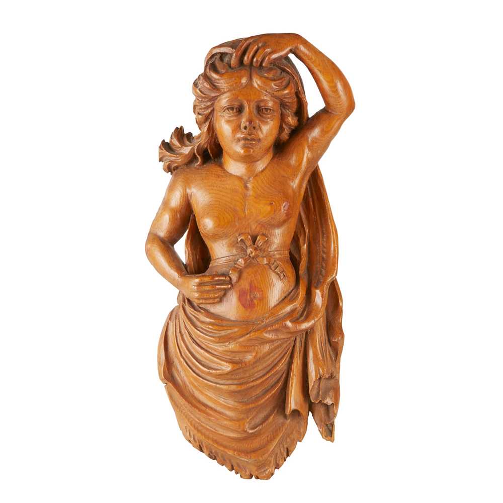 Lot 34 - EARLY VICTORIAN CARVED FRUITWOOD FIGUREHEAD
