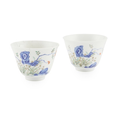 Lot 191 - PAIR OF WUCAI 'MONTH' WINE CUPS