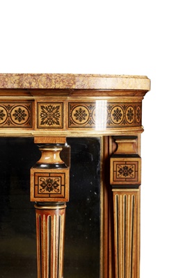 Lot 271 - REGENCY STYLE OAK, EBONISED AND PARCEL GILT CONSOLE TABLE, IN THE MANNER OF GEORGE BULLOCK